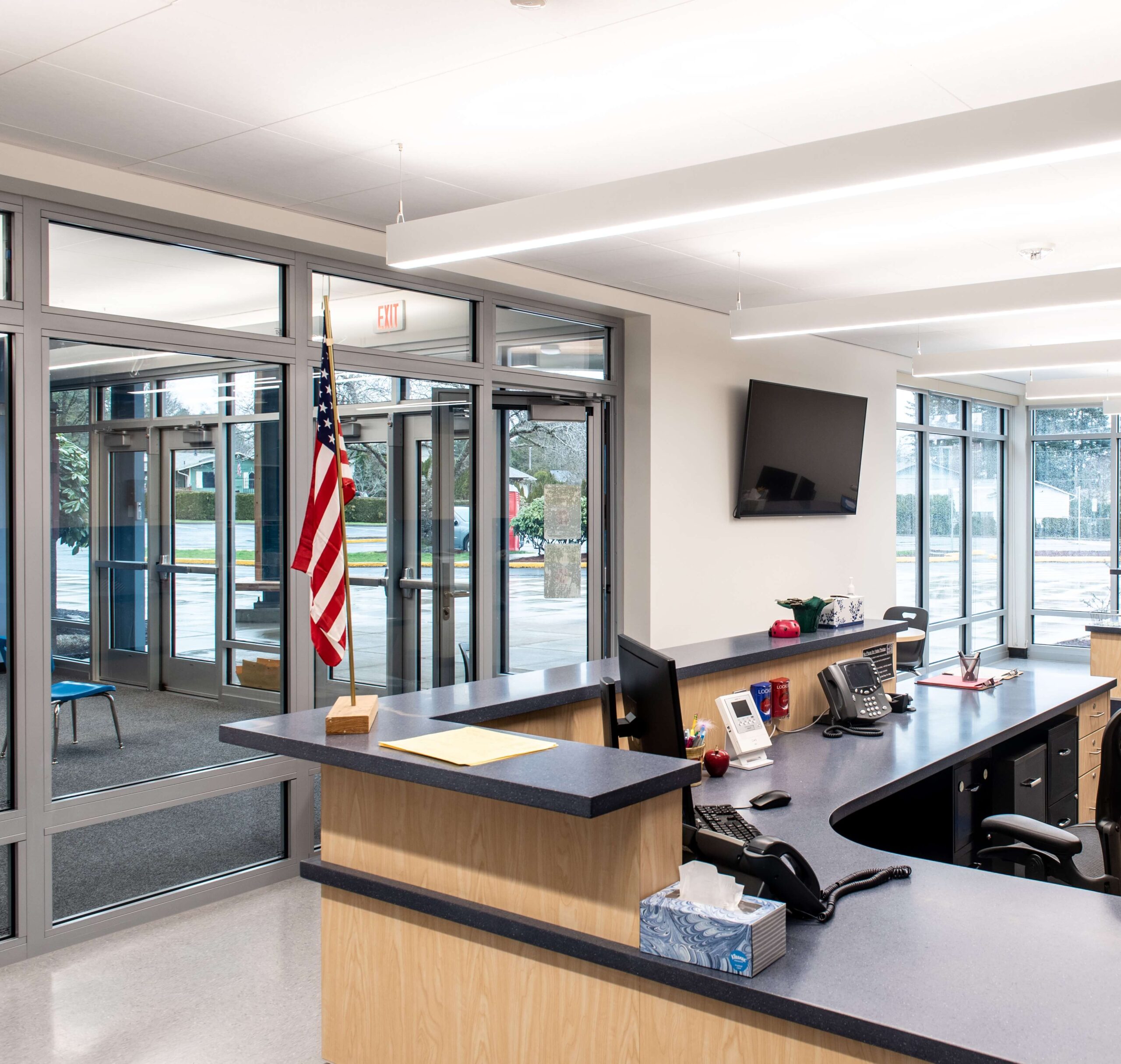 government office with bulletproof glass